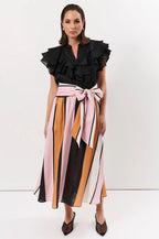 ADORNE STRIPE ORANGE SKIRT