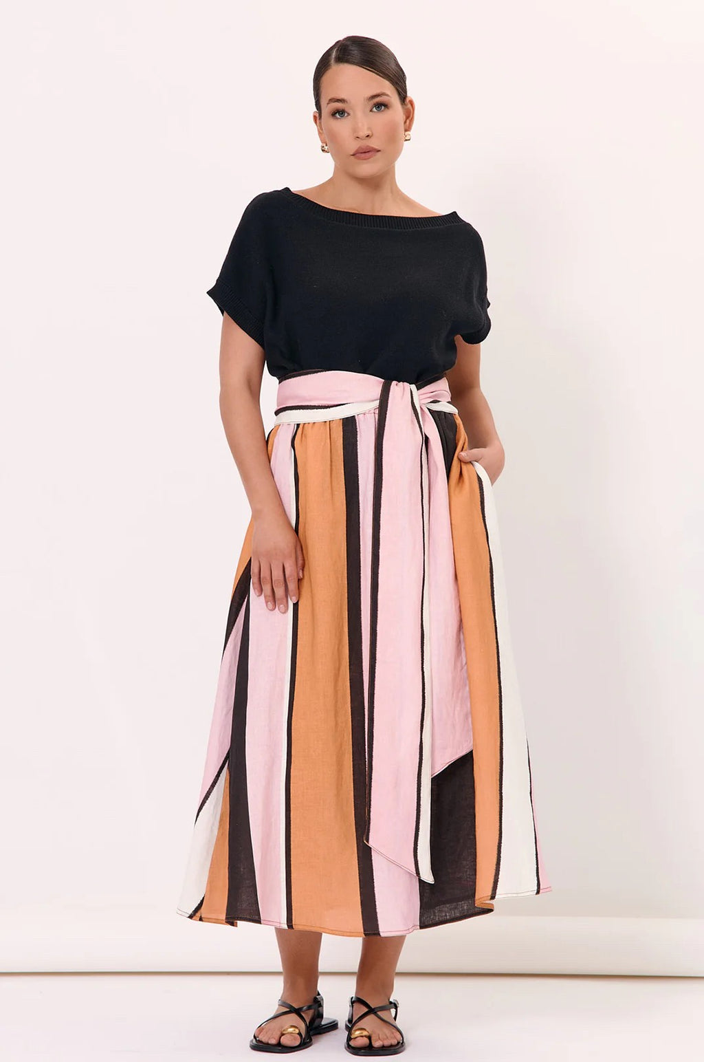 ADORNE STRIPE ORANGE SKIRT