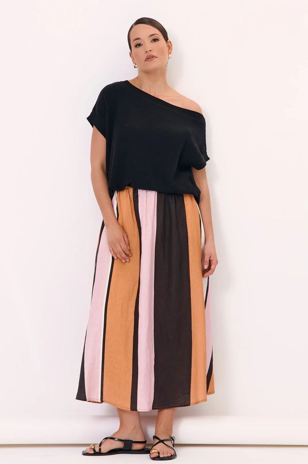 ADORNE STRIPE ORANGE SKIRT