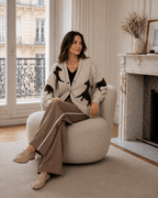 BEIGE HORSE CARDIGAN WOOL BLEND