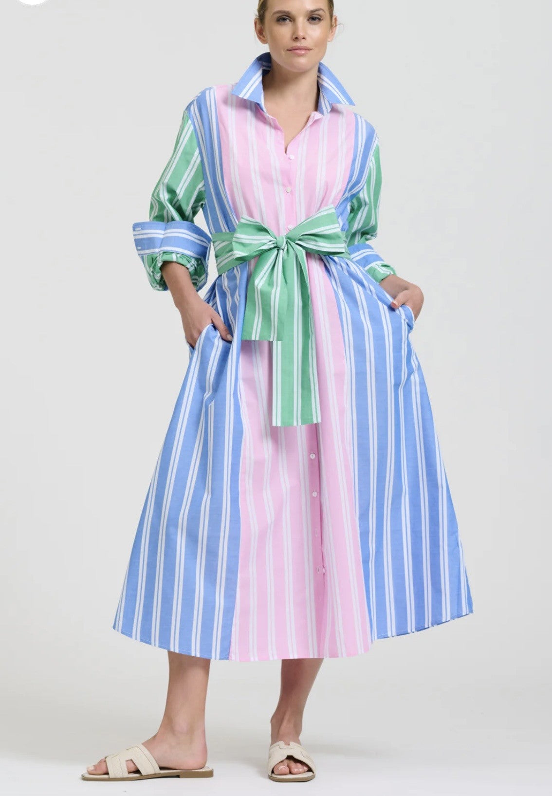 BIJOU LONGLINE SHIRTDRESS - STRIPE COMBO