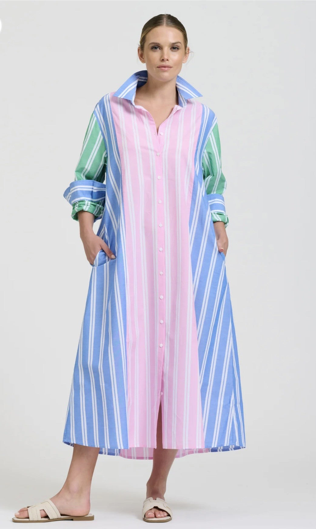 BIJOU LONGLINE SHIRTDRESS - STRIPE COMBO