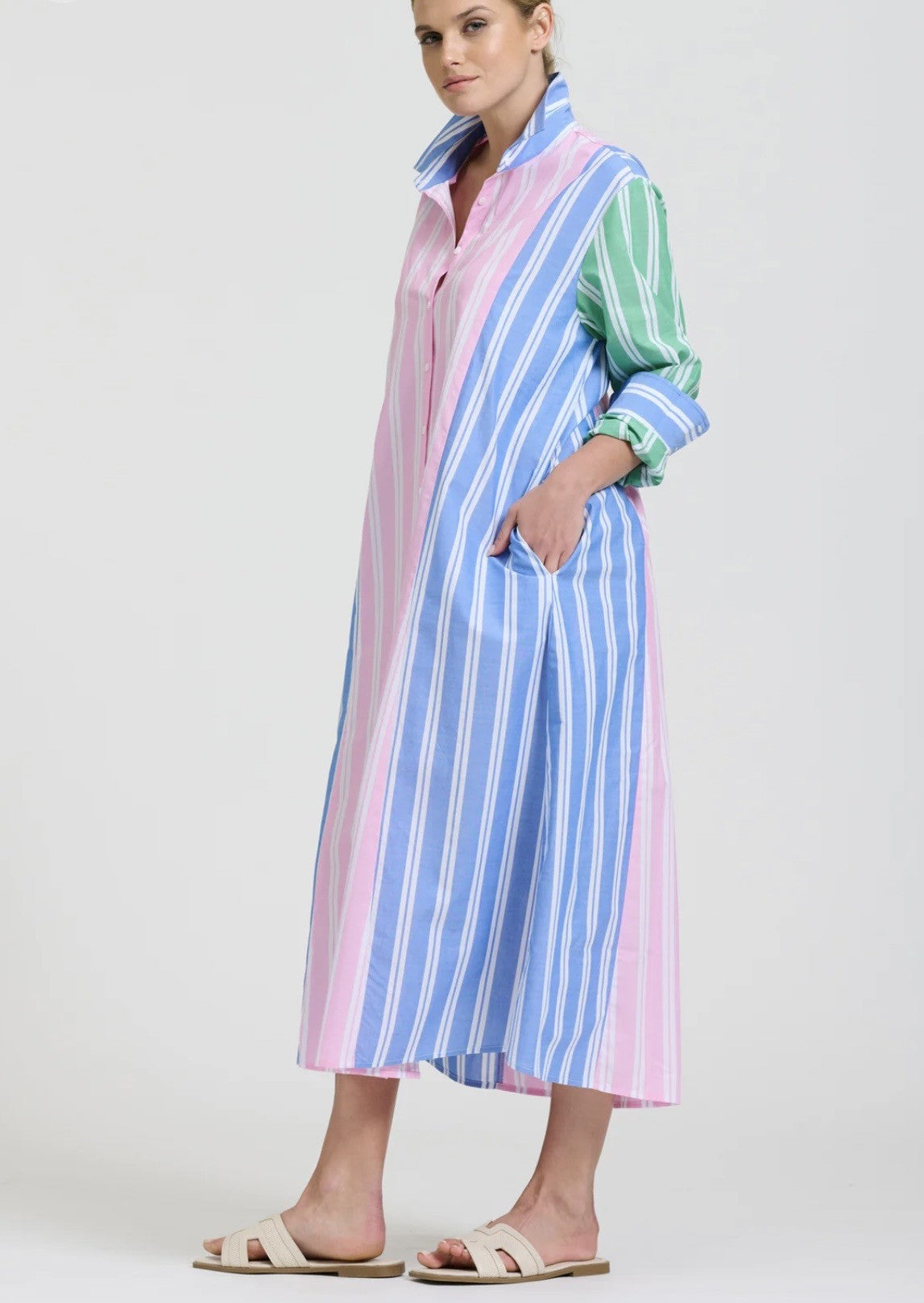 BIJOU LONGLINE SHIRTDRESS - STRIPE COMBO