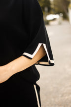 BLACK AND CREAM BORDER KNIT SET