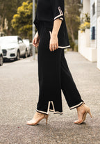 BLACK AND CREAM BORDER KNIT SET