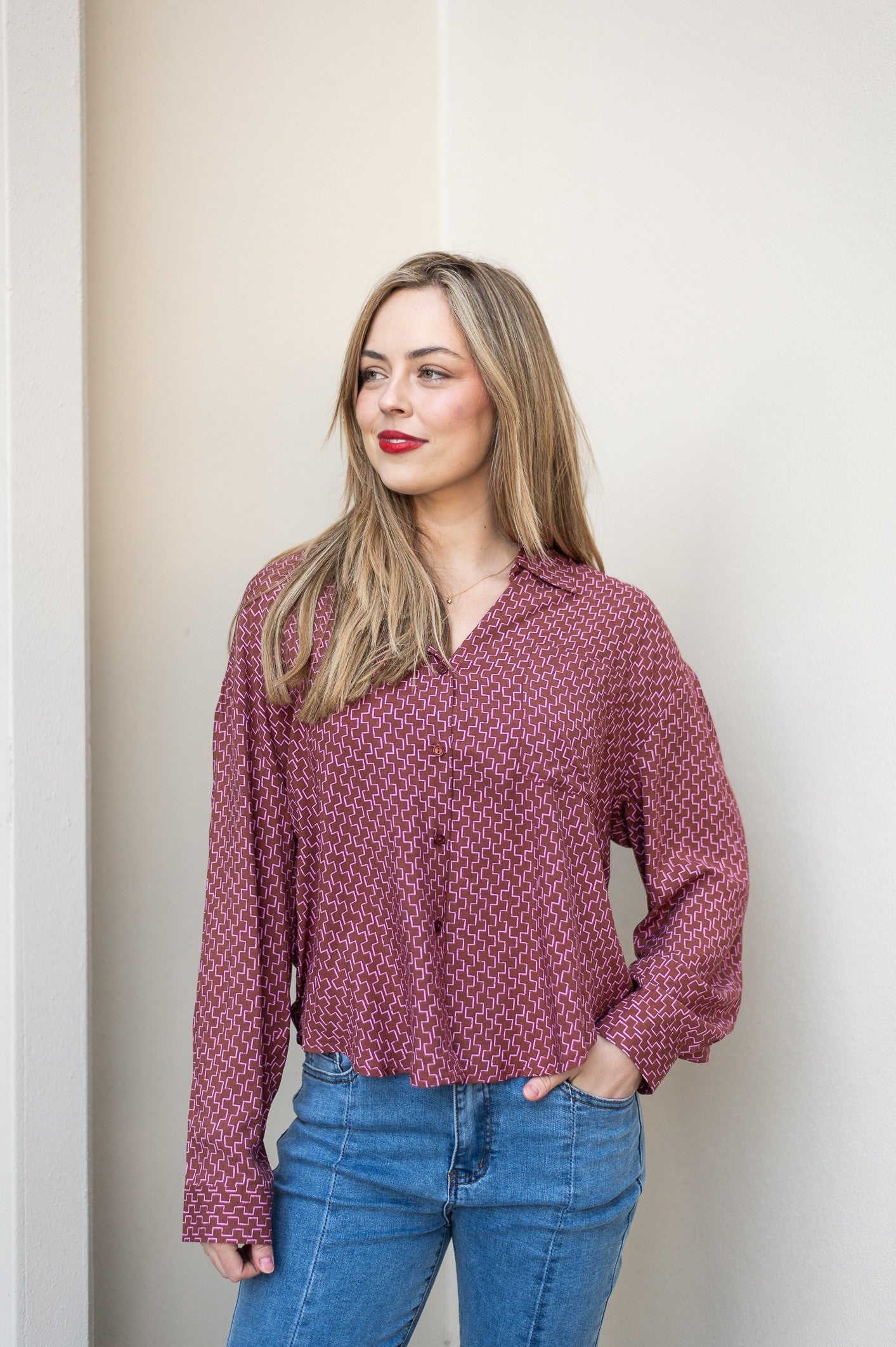 BURGANDY PATTERN BLOUSE