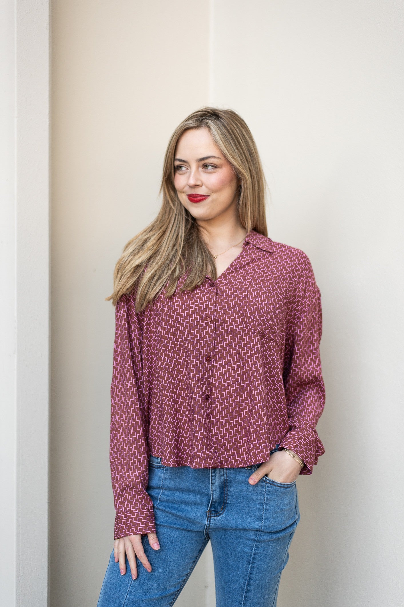 BURGANDY PATTERN BLOUSE