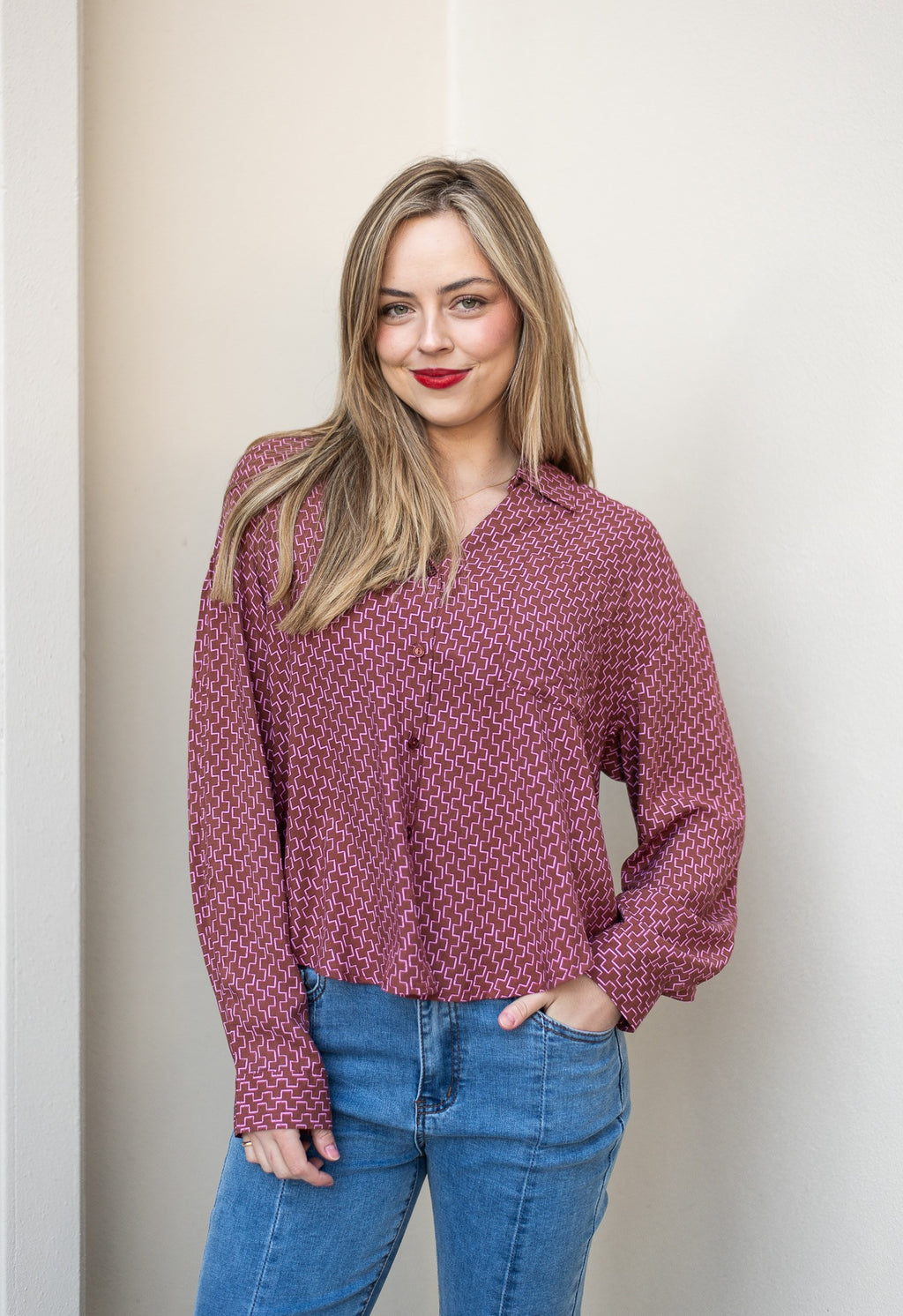 BURGANDY PATTERN BLOUSE