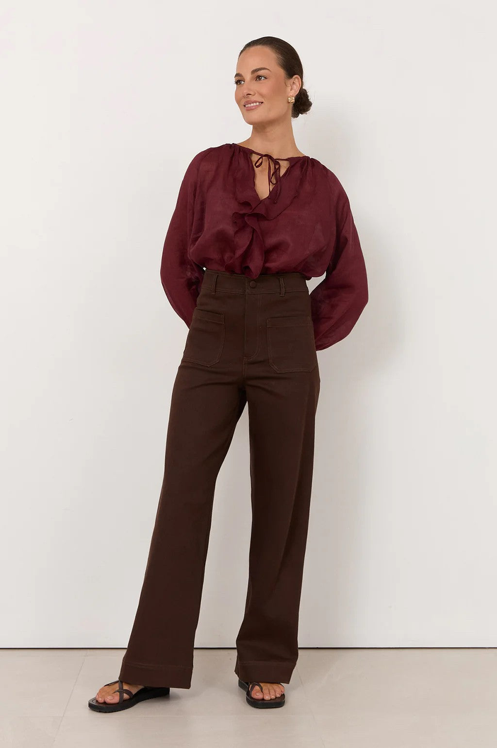 PATCH POCKET DENIM PANT IN CHOCOLATE