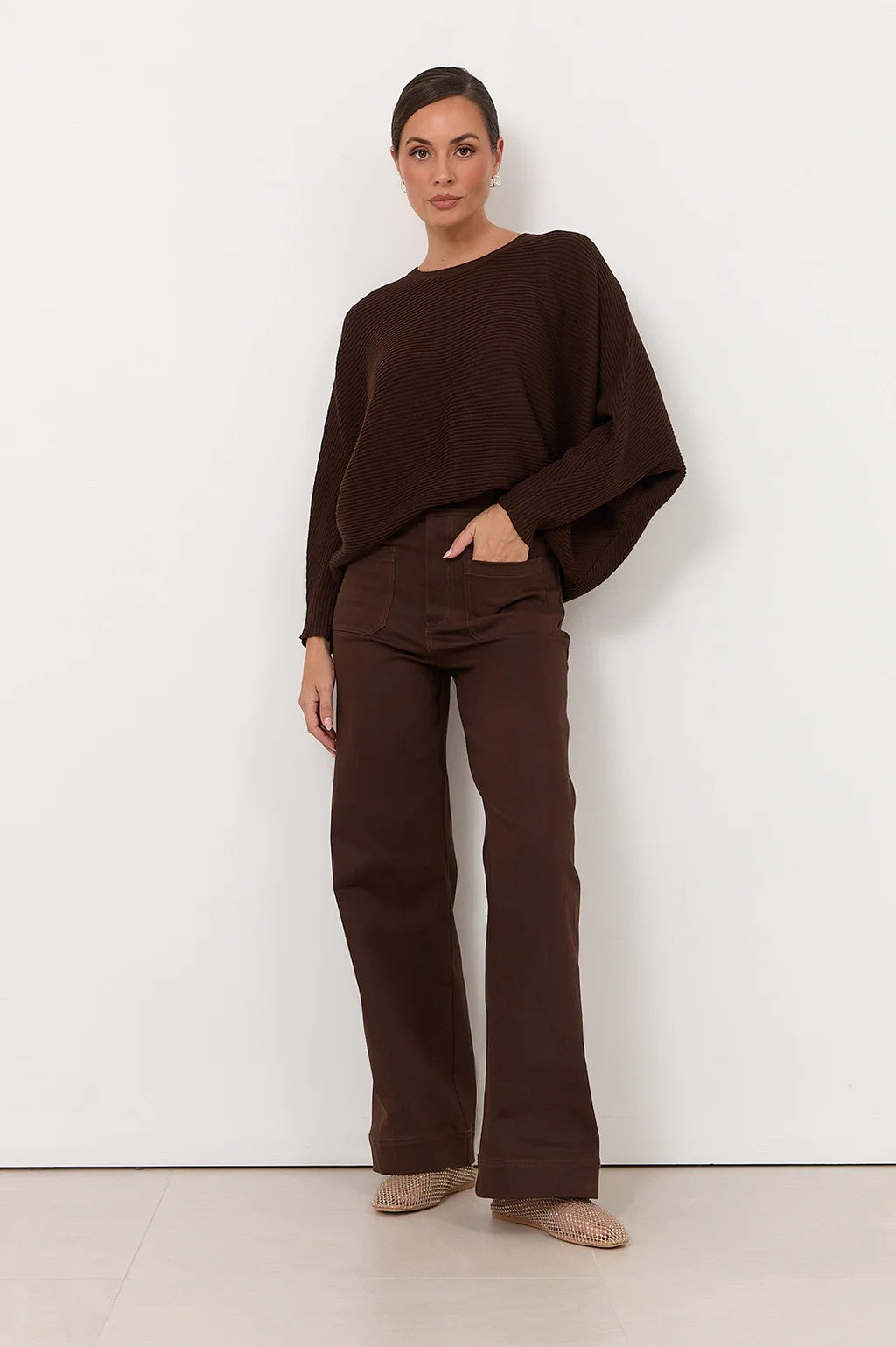 PATCH POCKET DENIM PANT IN CHOCOLATE