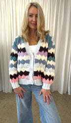BLUE MULTI COLOUR CARDIGAN