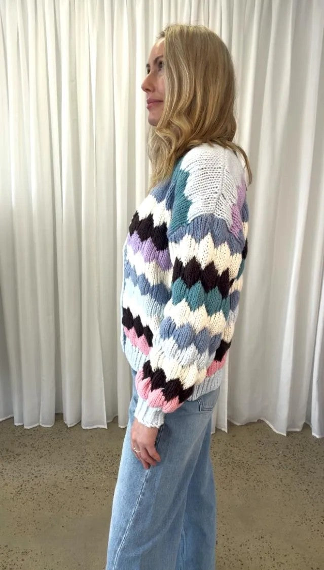 BLUE MULTI COLOUR CARDIGAN