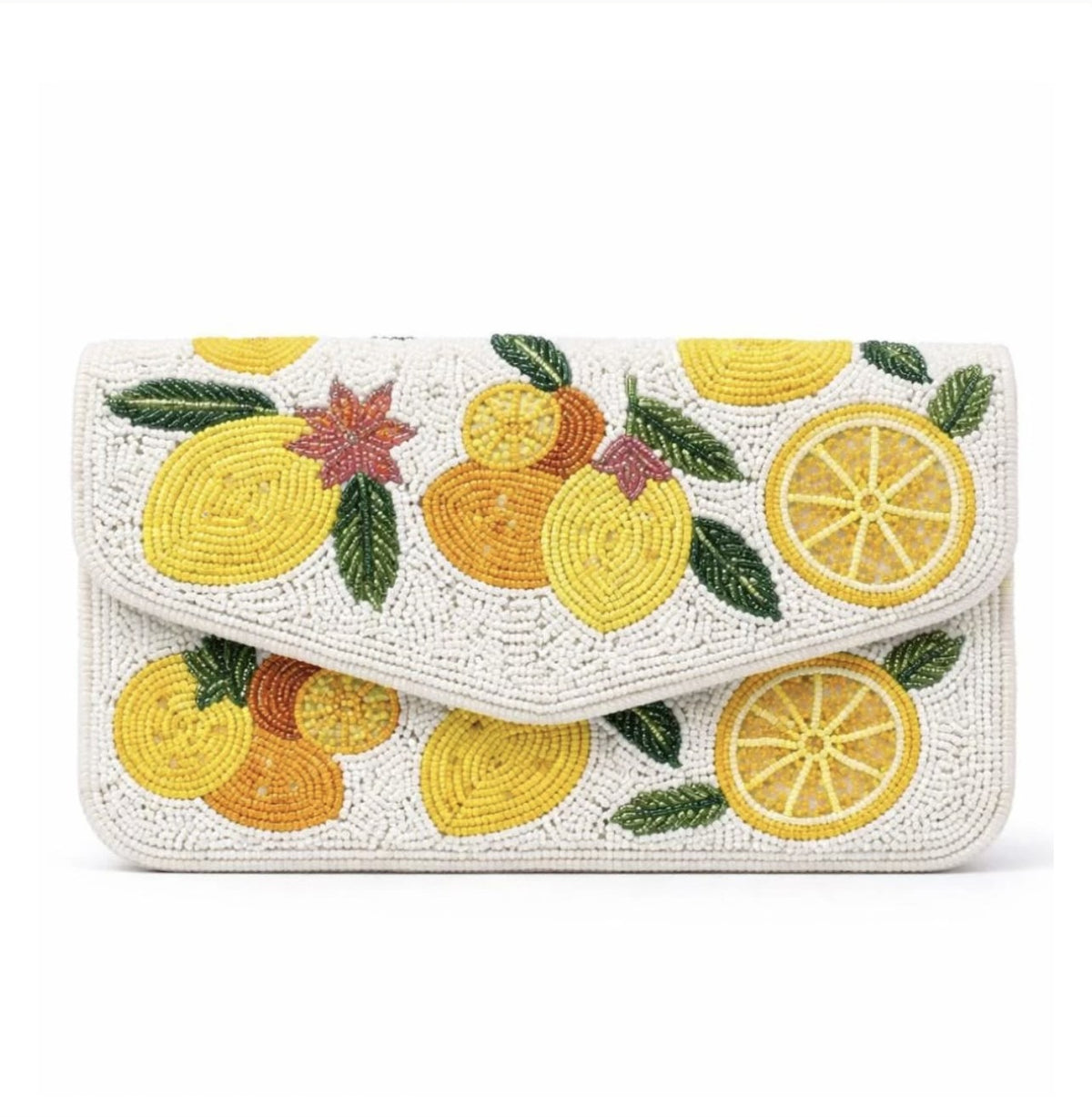 BEADED LEMON EVENING CLUTCH