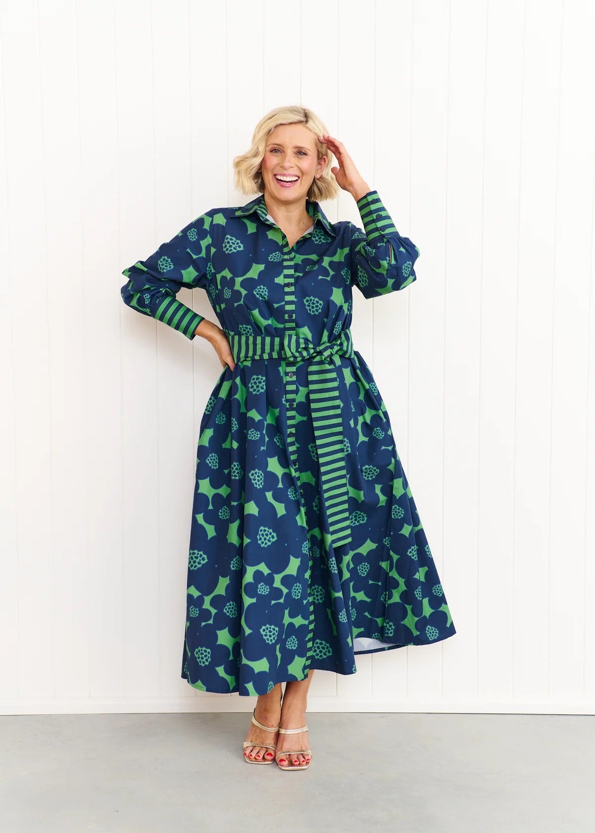 EDEN NAVY AND GREEN DRESS
