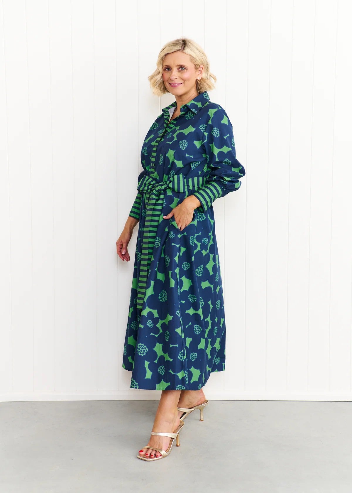 EDEN NAVY AND GREEN DRESS
