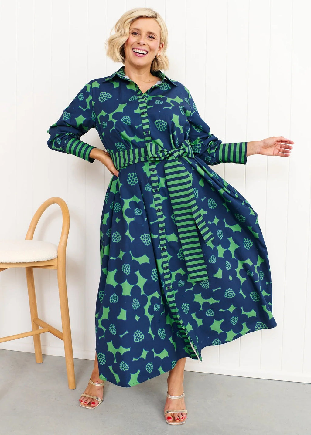 EDEN NAVY AND GREEN DRESS
