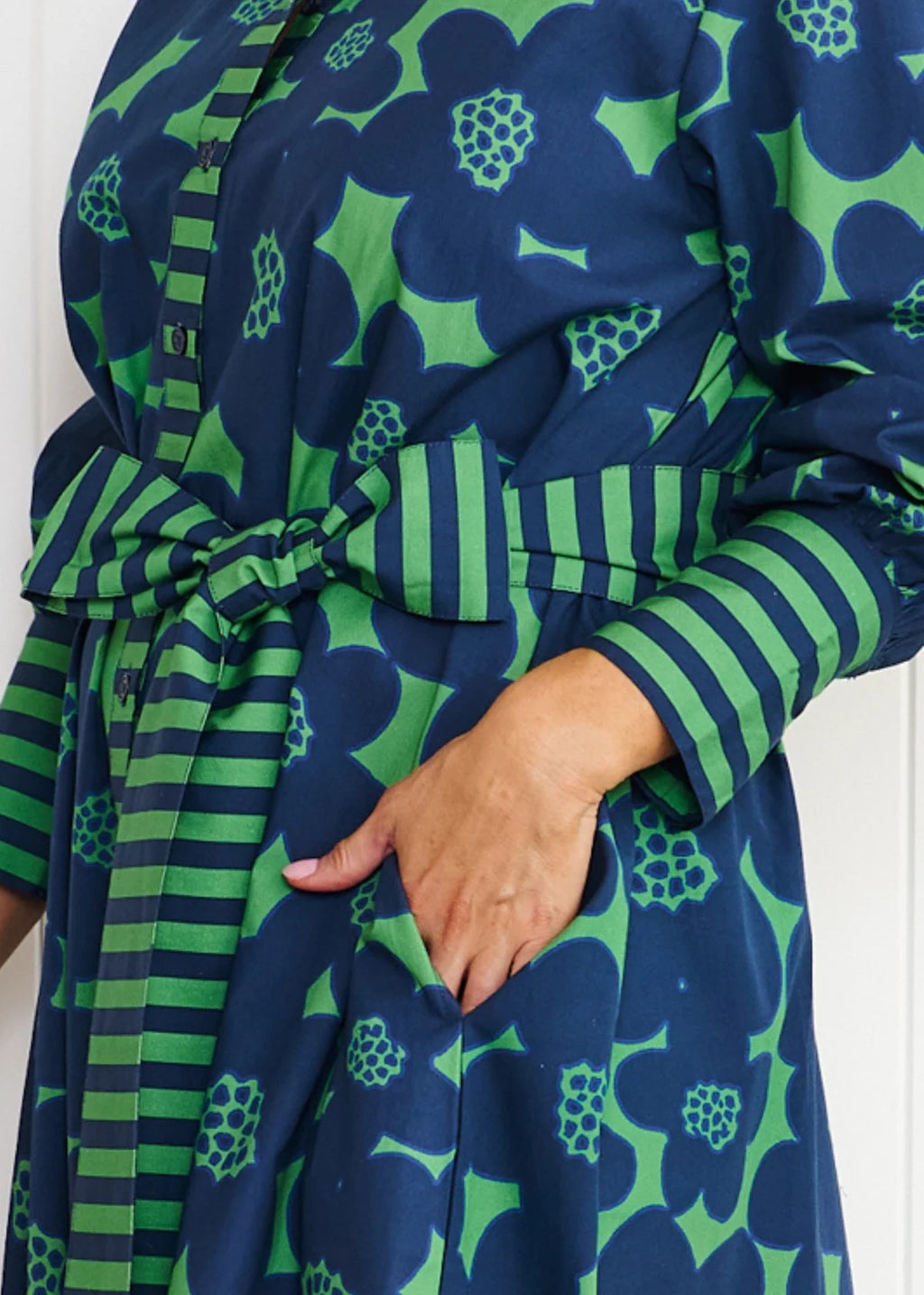 EDEN NAVY AND GREEN DRESS
