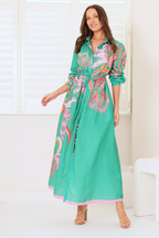 EMERALD ENCHANTMENT LINEN BLEND MAXI