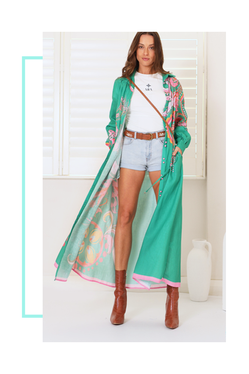 EMERALD ENCHANTMENT LINEN BLEND MAXI