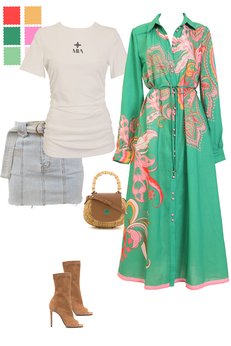 EMERALD ENCHANTMENT LINEN BLEND MAXI