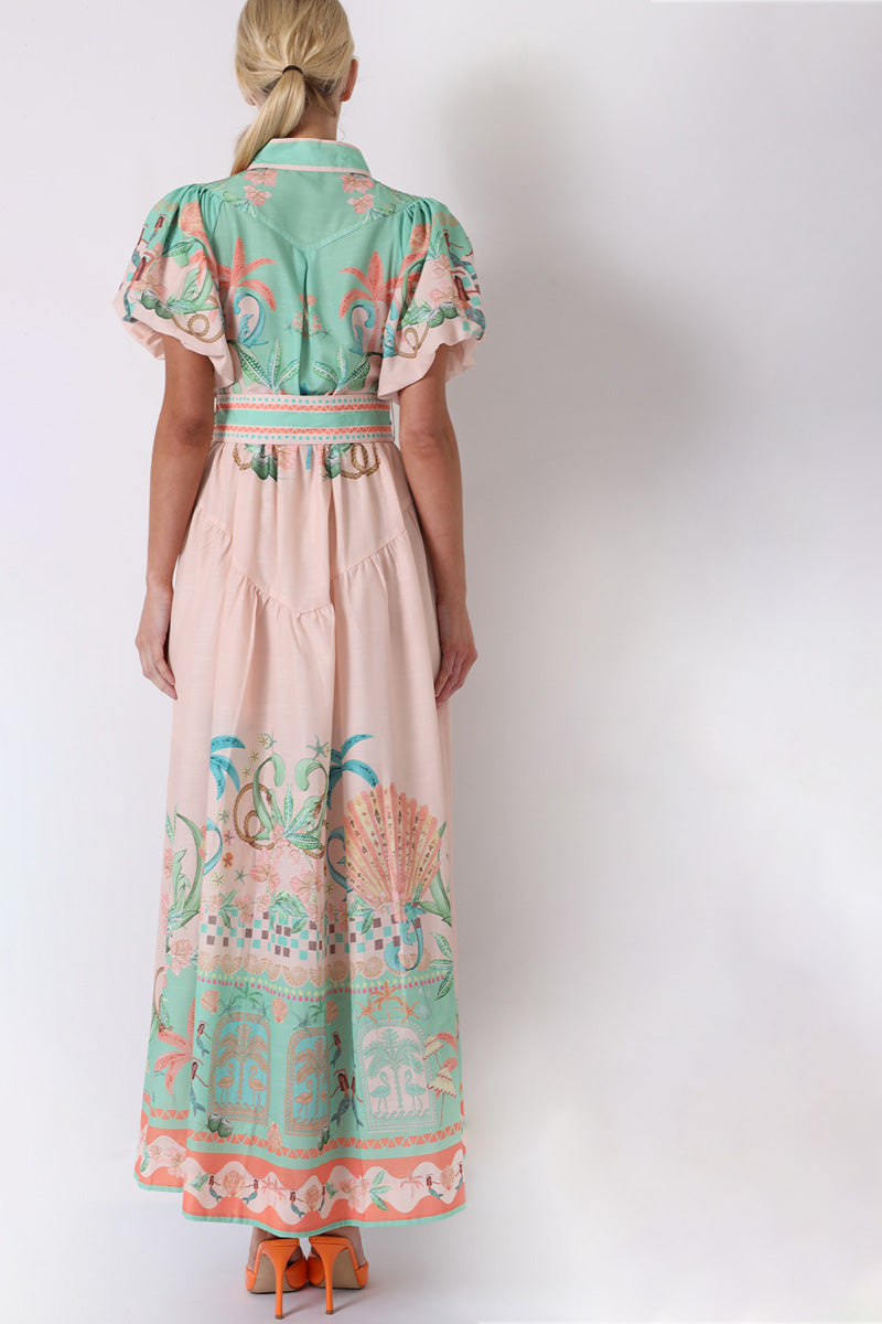 FLAMINGO TROPICAL MAXI DRESS
