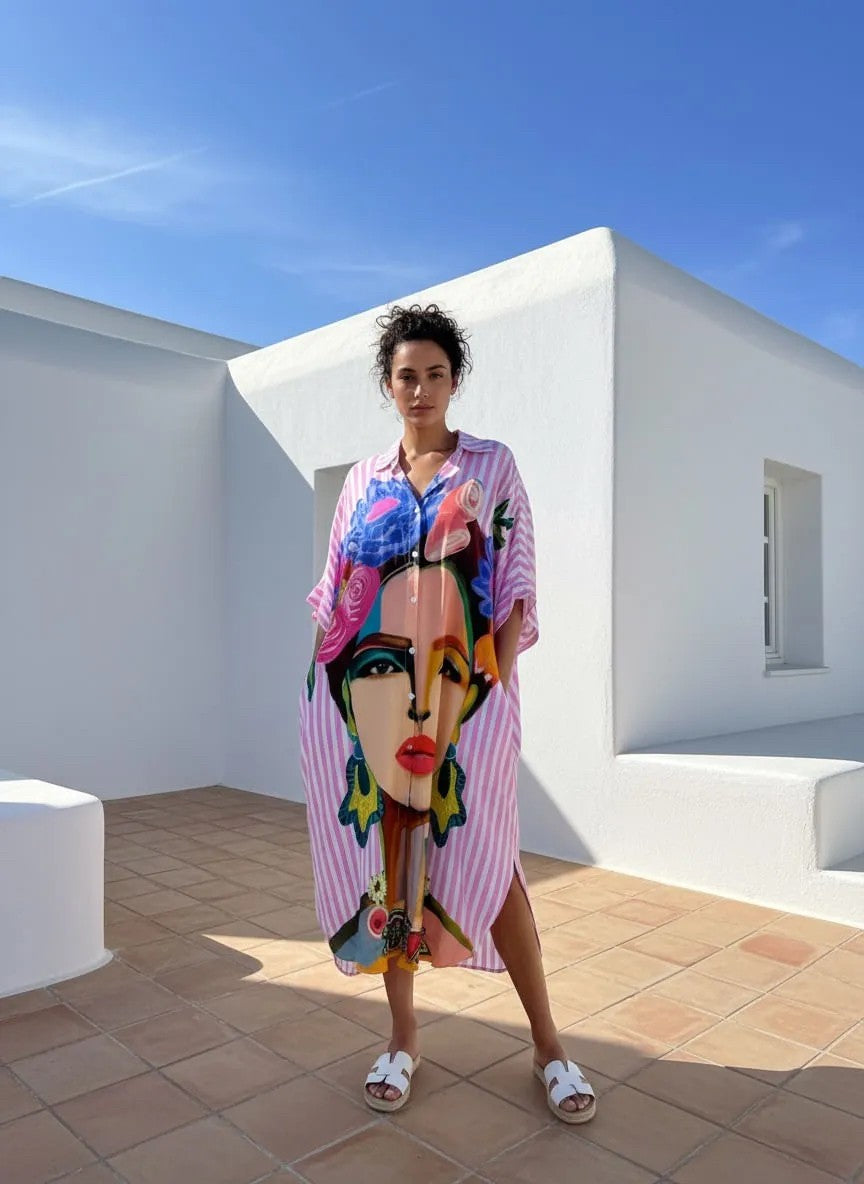 FRIDA SHIRT DRESS PINK STRIPE