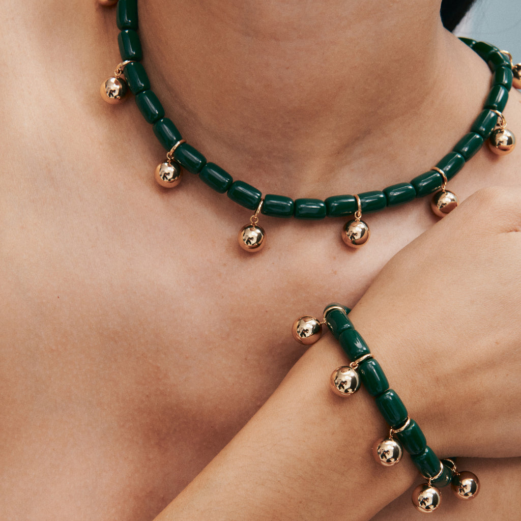 GIMMIE FOREST GREEN/GOLD NECKLACE