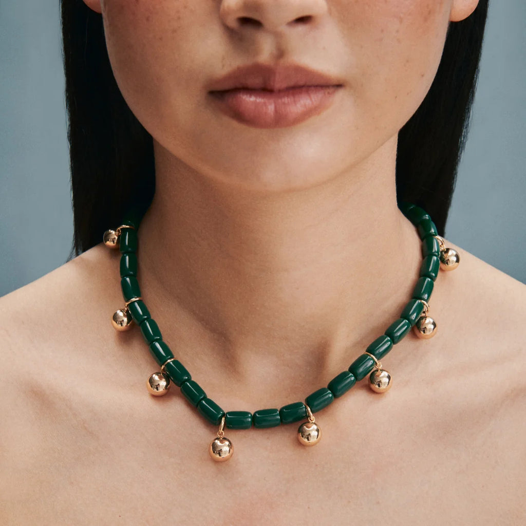 GIMMIE FOREST GREEN/GOLD NECKLACE