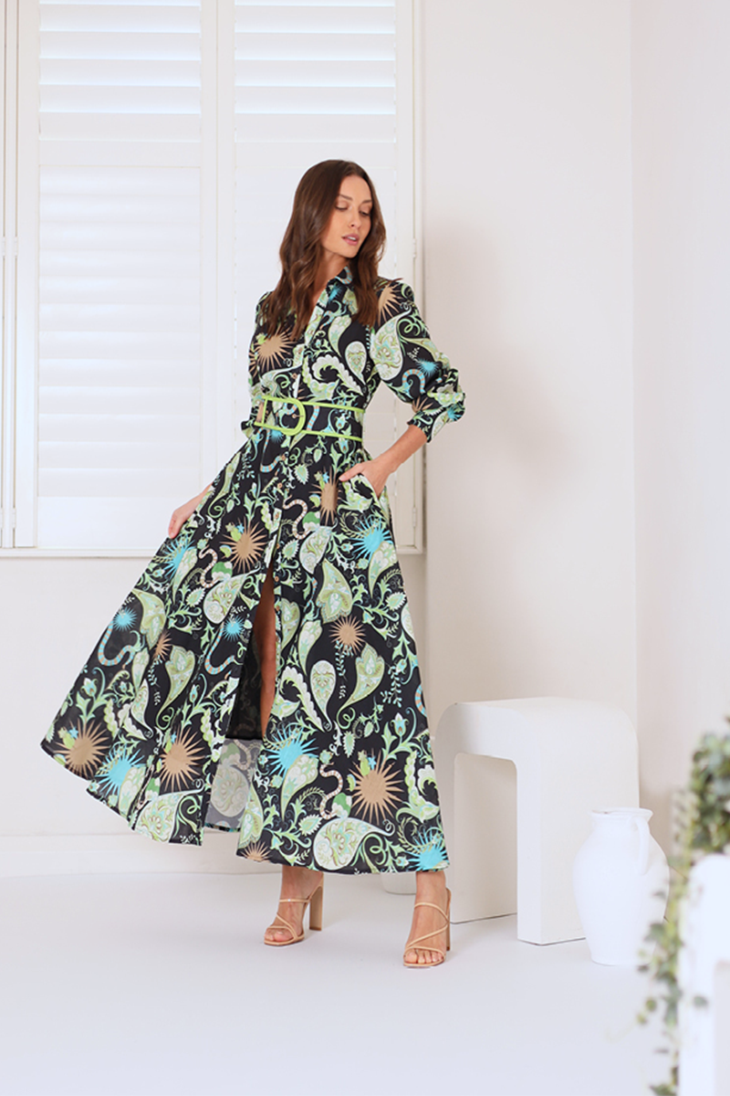 GREEN EVE LINEN BLEND MAXI