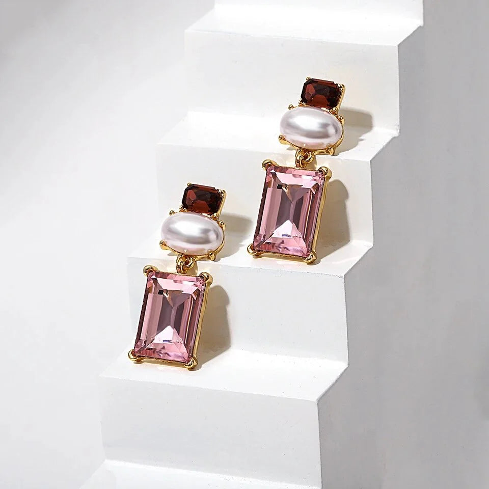 GREENWOOD FAUX PINK & PEARL EARRINGS