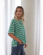 GREEN STRIPE COTTON TOP
