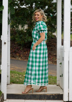 GINGHAM GREEN AND WHITE SKIRT