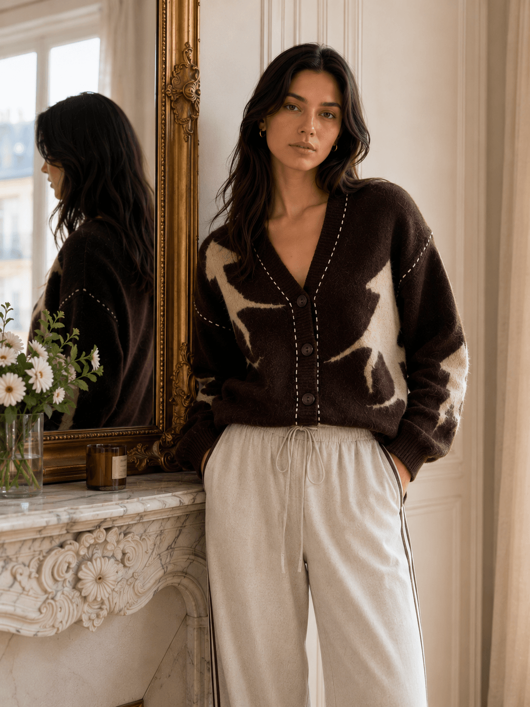 CHOCOLATE HORSE CARDIGAN WOOL BLEND
