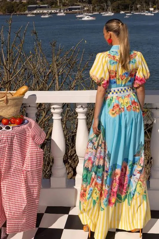 MAXI STRIPE LEMON DRESS