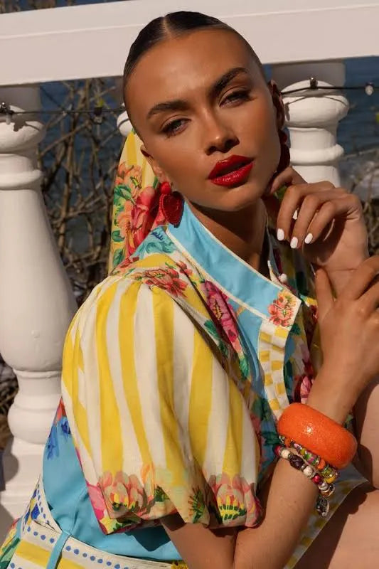 MAXI STRIPE LEMON DRESS