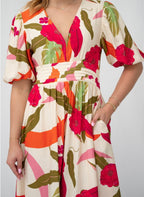 BOTANICAL PRINT MIDI DRESS