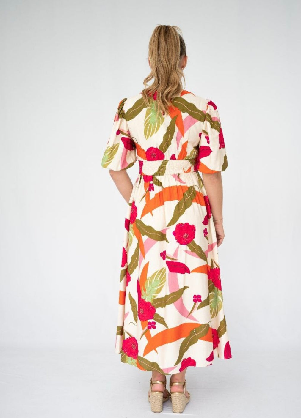 BOTANICAL PRINT MIDI DRESS