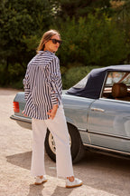 SHIRTY ELODIE GIRLFRIEND SHIRT NAVY WIDE STRIPE