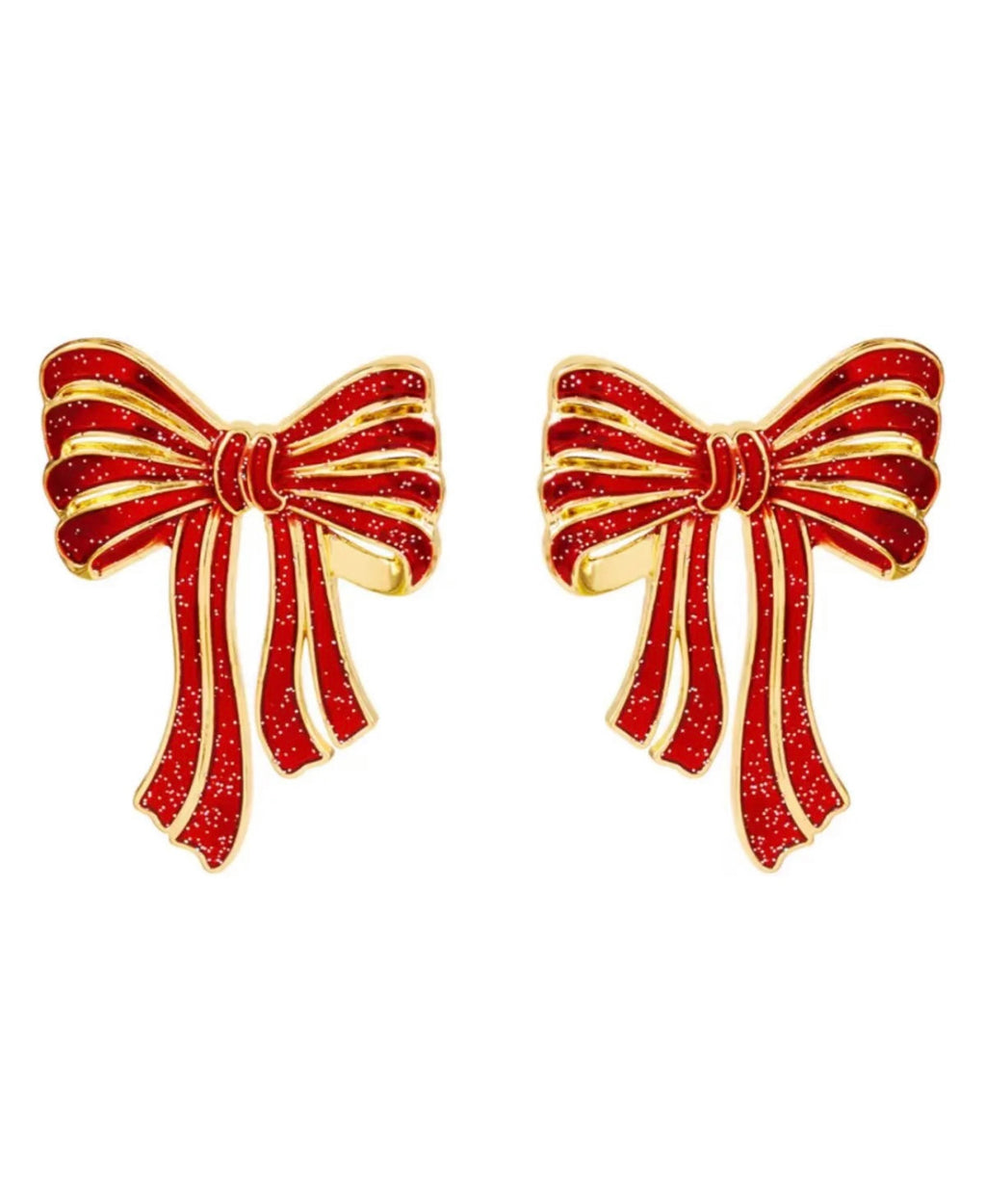 BOW CHRISTMAS EARRING IN RED & GOLD