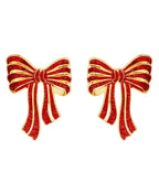 BOW CHRISTMAS EARRING IN RED & GOLD