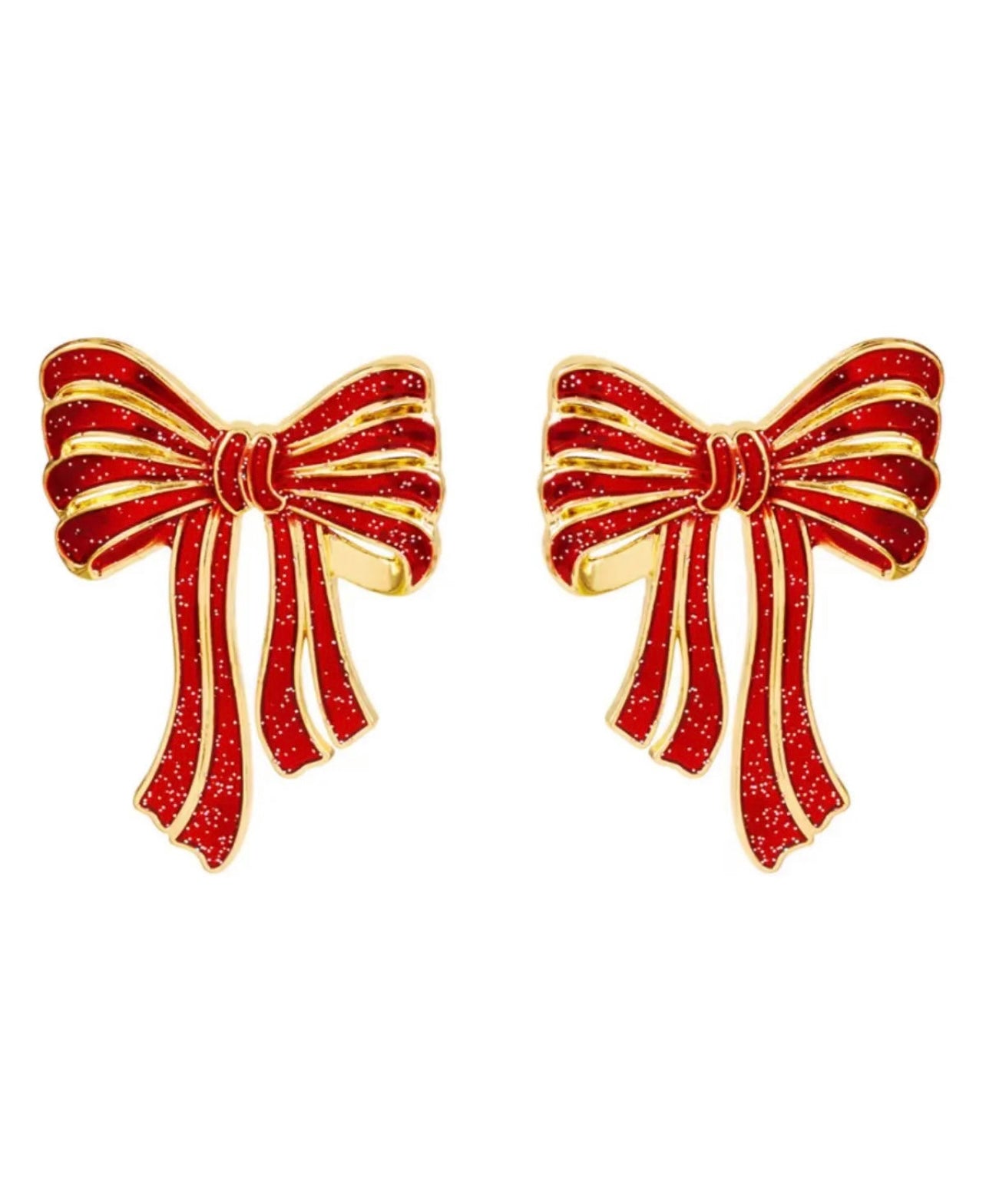 BOW CHRISTMAS EARRING IN RED & GOLD