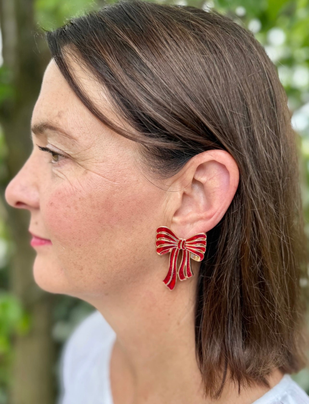 BOW CHRISTMAS EARRING IN RED & GOLD