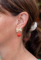 BAUBLE & BOW CHRISTMAS EARRINGS IN RED AND GOLD