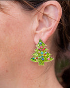 BAUBLE COVERED CHRISTMAS EARRING IN GREEN & MULTI