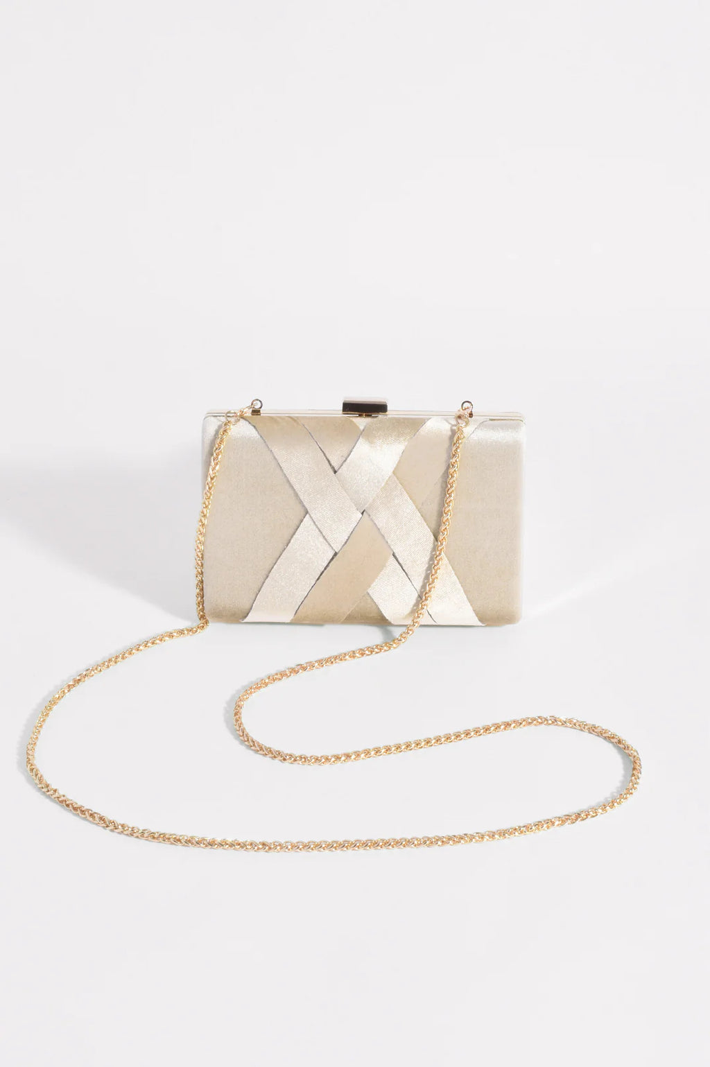 PLAIT VELVET STRUCTURED CLUTCH