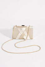 PLAIT VELVET STRUCTURED CLUTCH