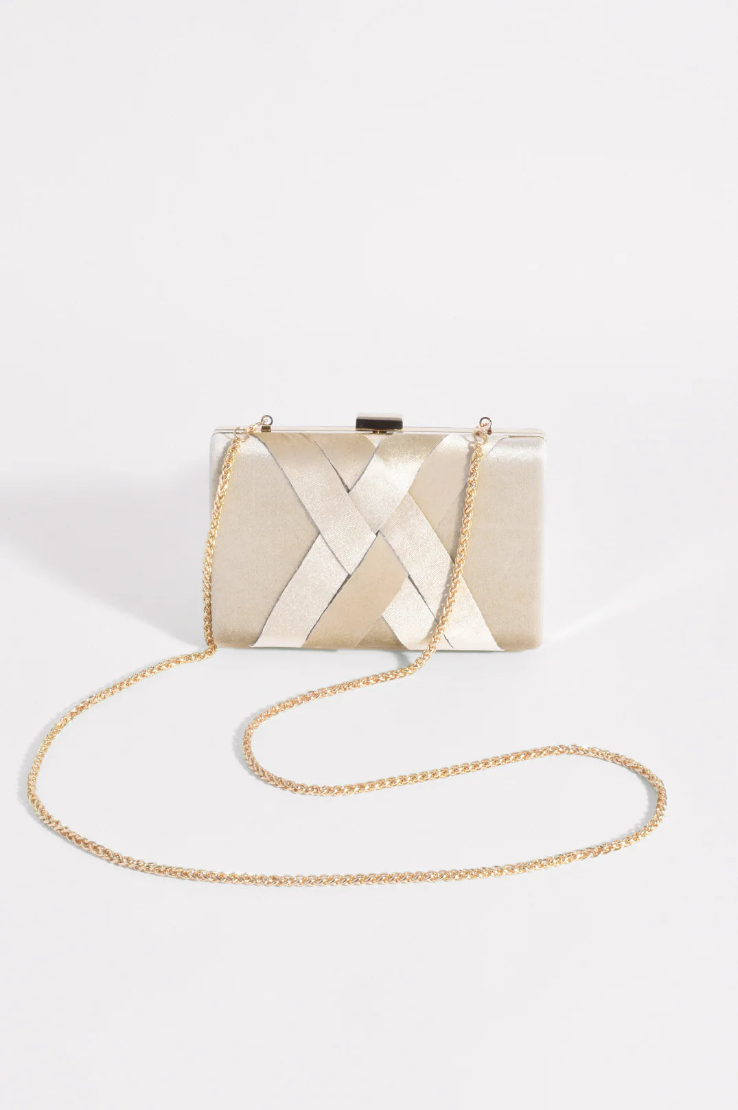 PLAIT VELVET STRUCTURED CLUTCH