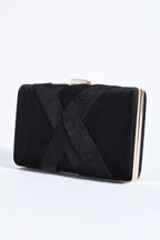PLAIT VELVET STRUCTURED CLUTCH BLACK