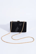 PLAIT VELVET STRUCTURED CLUTCH BLACK