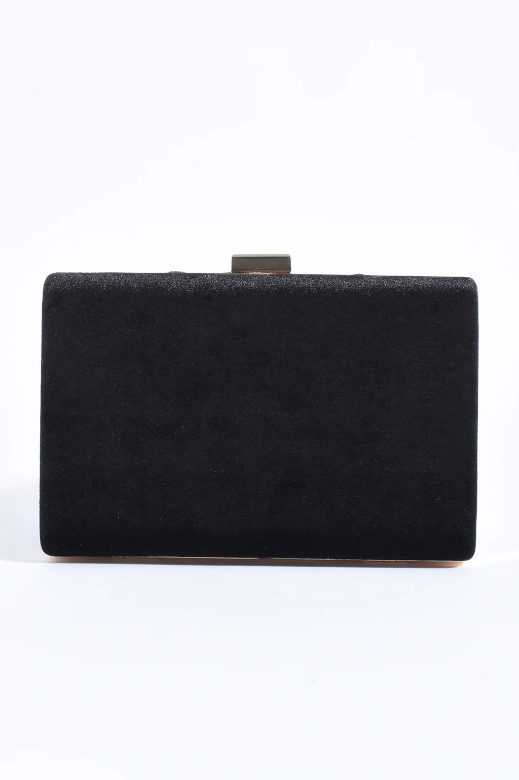 PLAIT VELVET STRUCTURED CLUTCH BLACK